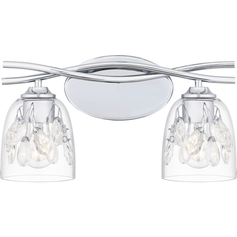Quoizel Ansley 16in 2-Light Vanity Light | Glam Polished Chrome and Clear Glass | Bathroom Vanity & Powder Room | 16 x 6.25 x 8.25 in | Model ALE8616C
