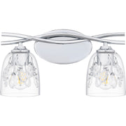 Quoizel Ansley 16in 2-Light Vanity Light | Glam Polished Chrome and Clear Glass | Bathroom Vanity & Powder Room | 16 x 6.25 x 8.25 in | Model ALE8616C