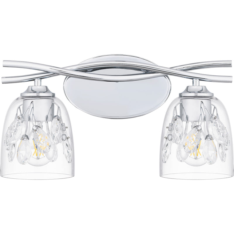 Quoizel Ansley 16in 2-Light Vanity Light | Glam Polished Chrome and Clear Glass | Bathroom Vanity & Powder Room | 16 x 6.25 x 8.25 in | Model ALE8616C