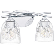 Quoizel Ansley 16in 2-Light Vanity Light | Glam Polished Chrome and Clear Glass | Bathroom Vanity & Powder Room | 16 x 6.25 x 8.25 in | Model ALE8616C