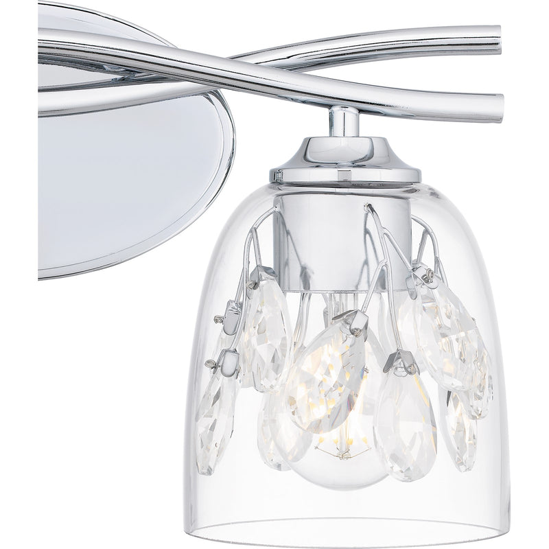 Quoizel Ansley 16in 2-Light Vanity Light | Glam Polished Chrome and Clear Glass | Bathroom Vanity & Powder Room | 16 x 6.25 x 8.25 in | Model ALE8616C