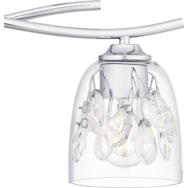 Quoizel Ansley 24in 3-Light Vanity Light | Glam Polished Chrome and Clear Glass | Bathroom Vanity | 24 x 6.25 x 8.25 in | Model ALE8624C
