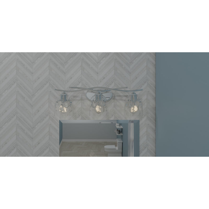 Quoizel Ansley 24in 3-Light Vanity Light | Glam Polished Chrome and Clear Glass | Bathroom Vanity | 24 x 6.25 x 8.25 in | Model ALE8624C
