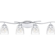 Quoizel Ansley 33.5in 4-Light Vanity Light | Glam Polished Chrome and Clear Glass | Bathroom Vanity | 33.5 x 6.25 x 8.25 in | Model ALE8633C