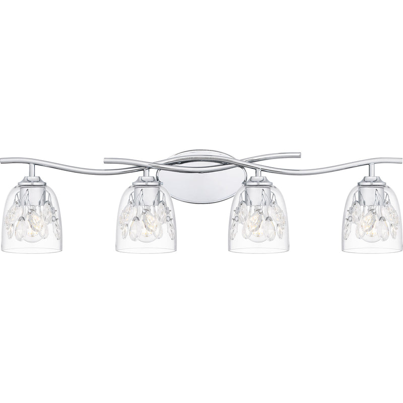 Quoizel Ansley 33.5in 4-Light Vanity Light | Glam Polished Chrome and Clear Glass | Bathroom Vanity | 33.5 x 6.25 x 8.25 in | Model ALE8633C
