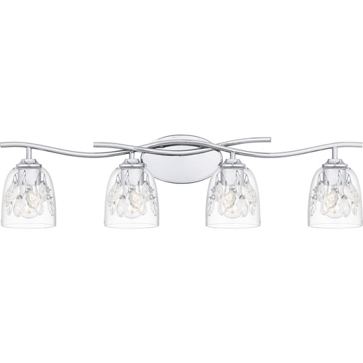 Quoizel Ansley 33.5in 4-Light Vanity Light | Glam Polished Chrome and Clear Glass | Bathroom Vanity | 33.5 x 6.25 x 8.25 in | Model ALE8633C