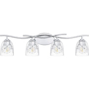 Quoizel Ansley 33.5in 4-Light Vanity Light | Glam Polished Chrome and Clear Glass | Bathroom Vanity | 33.5 x 6.25 x 8.25 in | Model ALE8633C