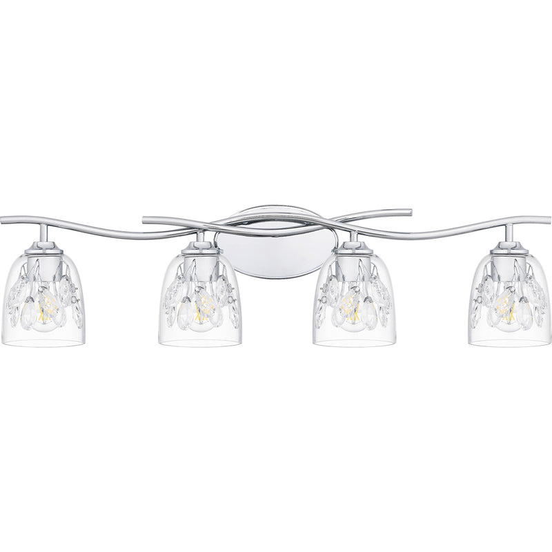 Quoizel Ansley 33.5in 4-Light Vanity Light | Glam Polished Chrome and Clear Glass | Bathroom Vanity | 33.5 x 6.25 x 8.25 in | Model ALE8633C