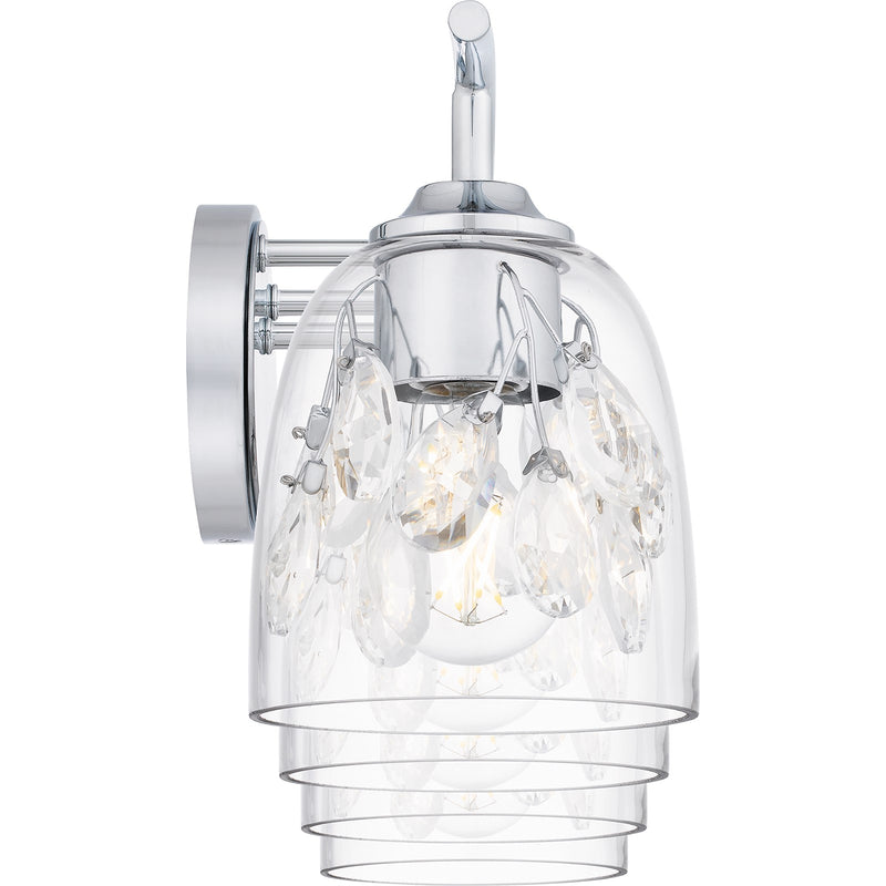 Quoizel Ansley 33.5in 4-Light Vanity Light | Glam Polished Chrome and Clear Glass | Bathroom Vanity | 33.5 x 6.25 x 8.25 in | Model ALE8633C