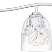 Quoizel Ansley 33.5in 4-Light Vanity Light | Glam Polished Chrome and Clear Glass | Bathroom Vanity | 33.5 x 6.25 x 8.25 in | Model ALE8633C