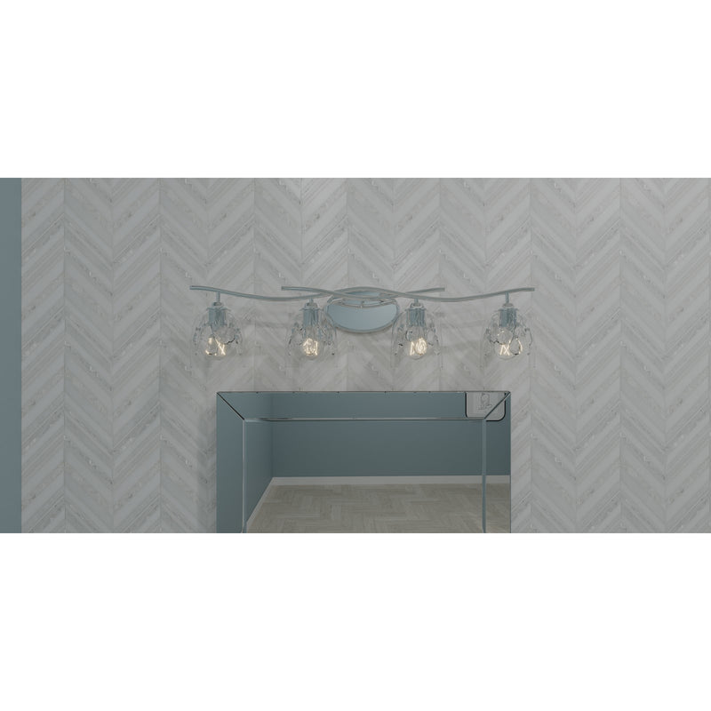 Quoizel Ansley 33.5in 4-Light Vanity Light | Glam Polished Chrome and Clear Glass | Bathroom Vanity | 33.5 x 6.25 x 8.25 in | Model ALE8633C