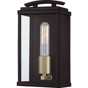 Quoizel Alma 1 Light Outdoor Lantern, Bronze/Clear