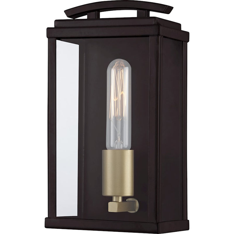 Quoizel Alma 1 Light Outdoor Lantern, Bronze/Clear