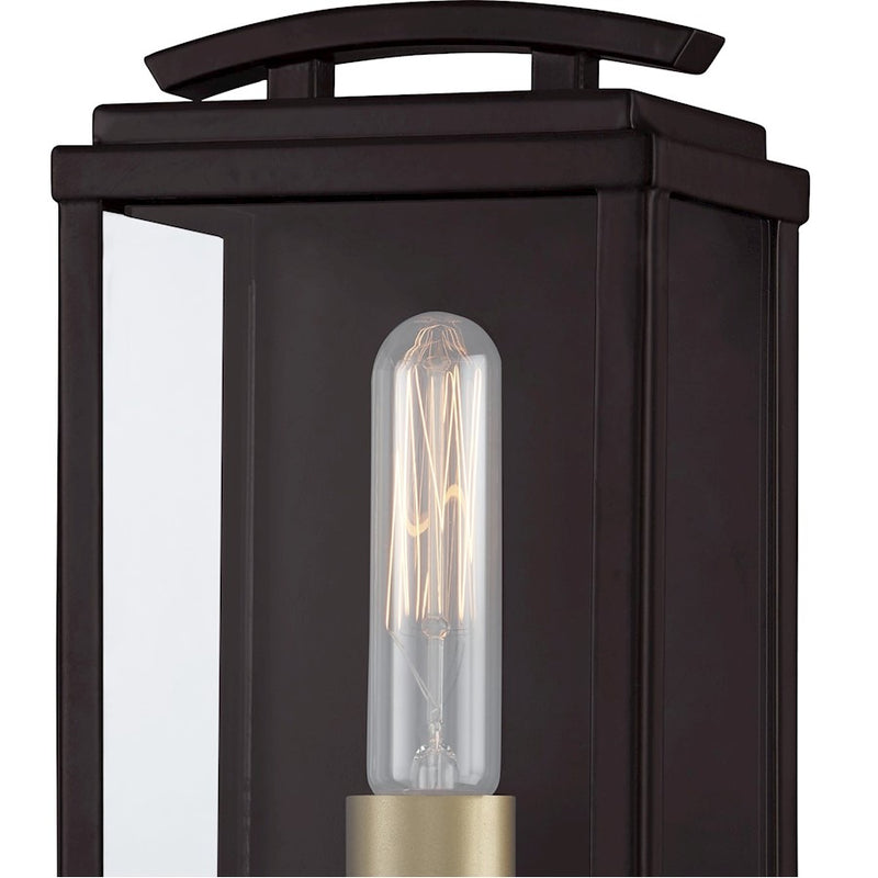 Quoizel Alma 1 Light Outdoor Lantern, Bronze/Clear