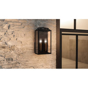 Quoizel Alma 2 Light Outdoor Lantern, Bronze/Clear