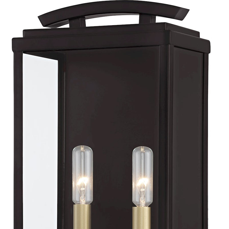 Quoizel Alma 2 Light Outdoor Lantern, Bronze/Clear