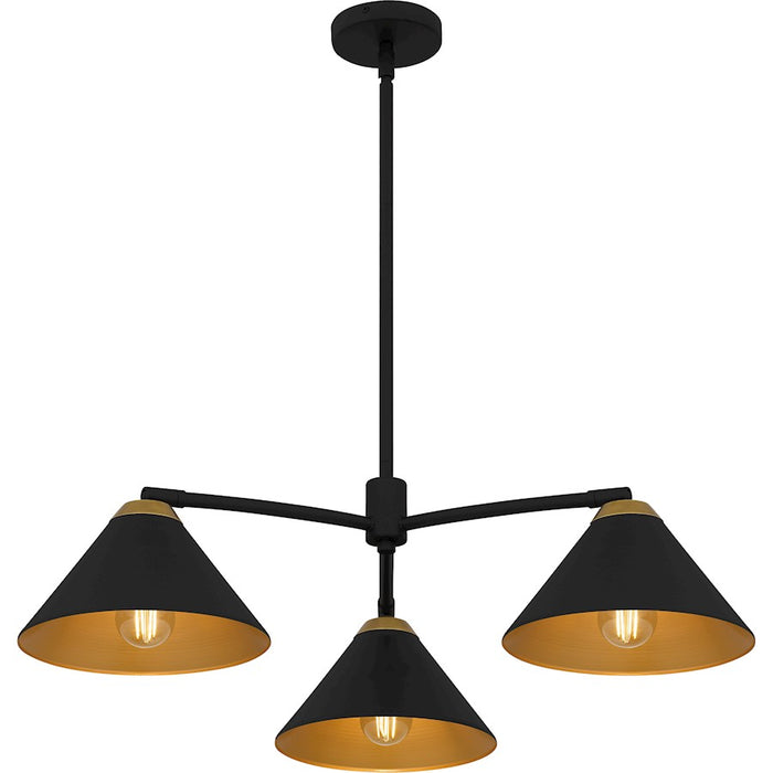 Quoizel Alscott 3Light Chandelier, Matte Black/Metal
