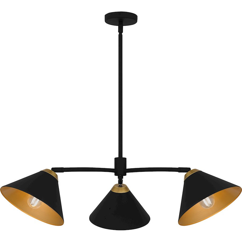 Quoizel Alscott 3Light Chandelier, Matte Black/Metal