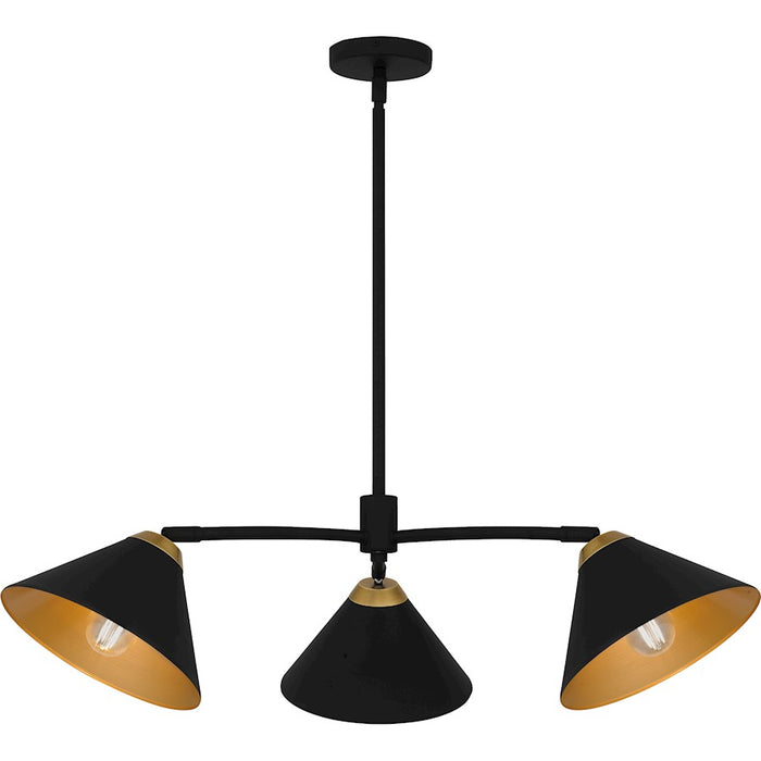 Quoizel Alscott 3Light Chandelier, Matte Black/Metal