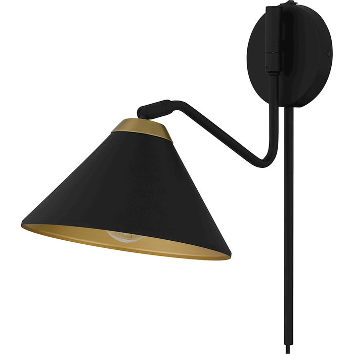 Quoizel Alscott 1Light Wall Sconce, Matte Black/Metal