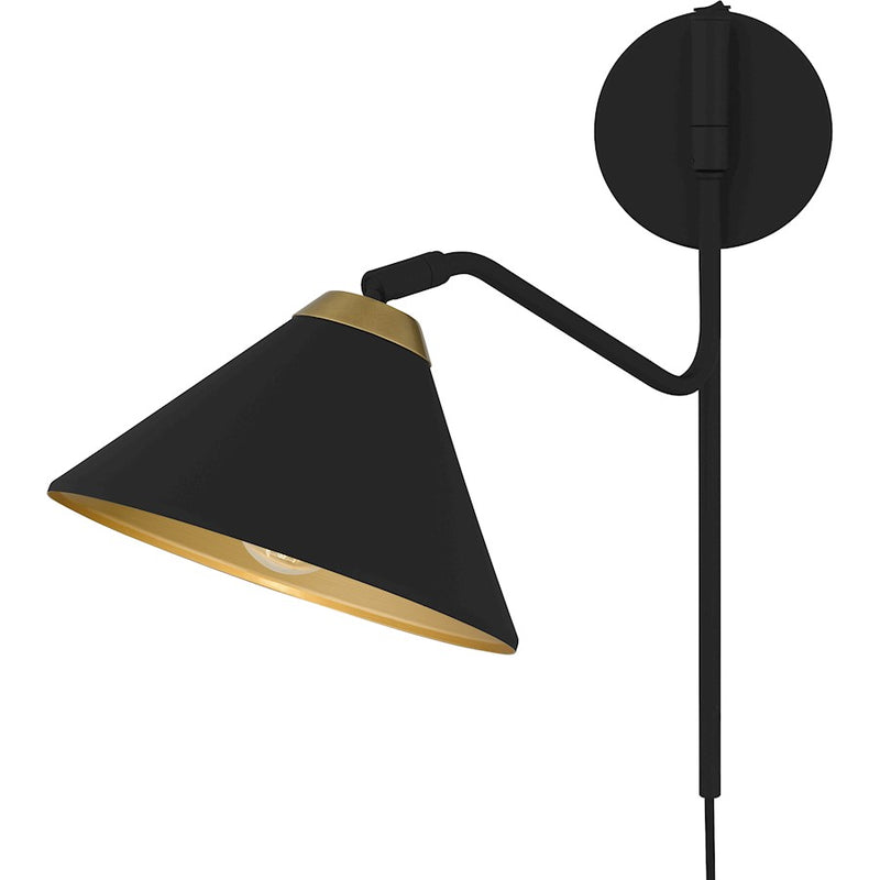 Quoizel Alscott 1Light Wall Sconce, Matte Black/Metal