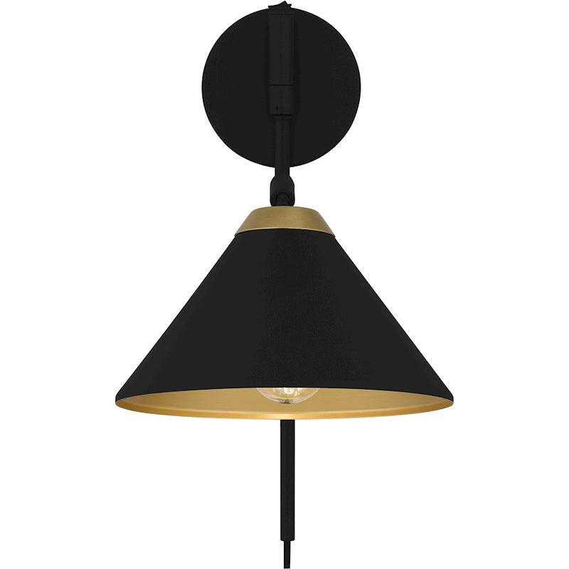 Quoizel Alscott 1Light Wall Sconce, Matte Black/Metal