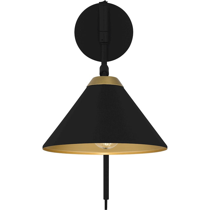 Quoizel Alscott 1Light Wall Sconce, Matte Black/Metal