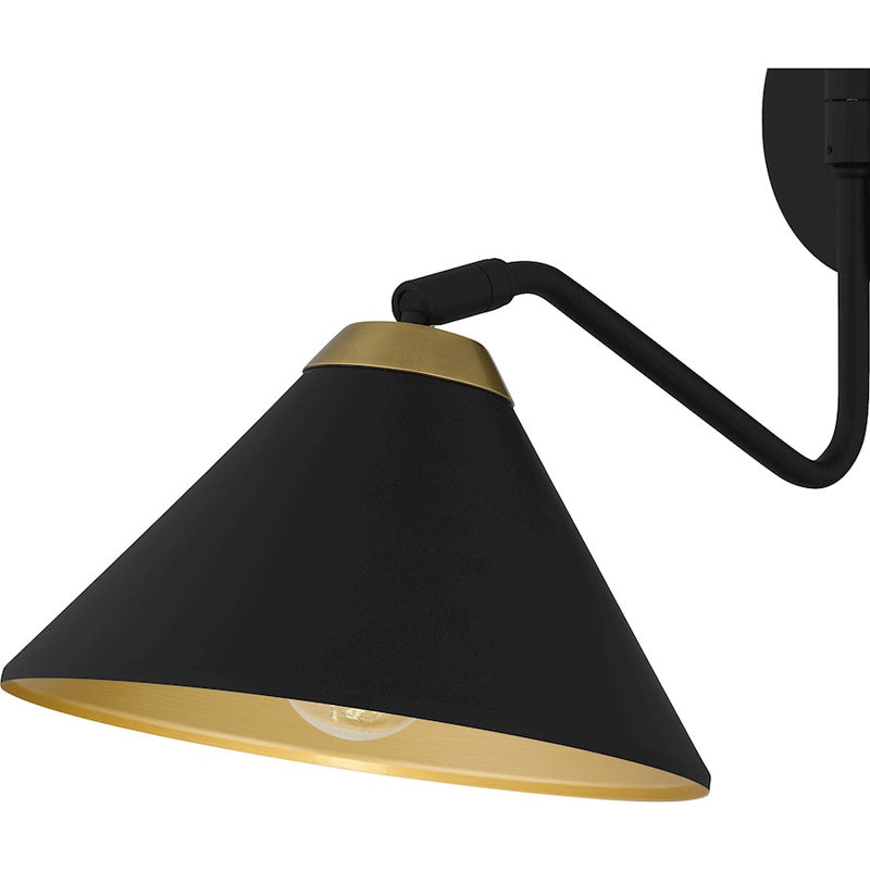 Quoizel Alscott 1Light Wall Sconce, Matte Black/Metal