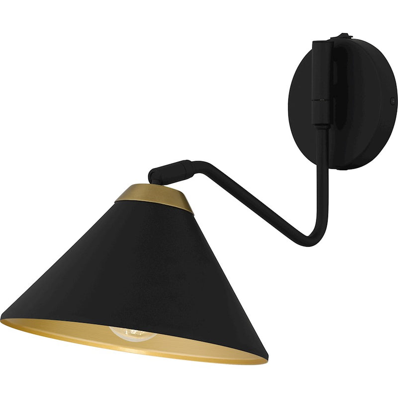 Quoizel Alscott 1Light Wall Sconce, Matte Black/Metal