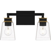 Quoizel Almany 2 Light Bath Light, Matte Black/Clear Glass - ALY8615MBK