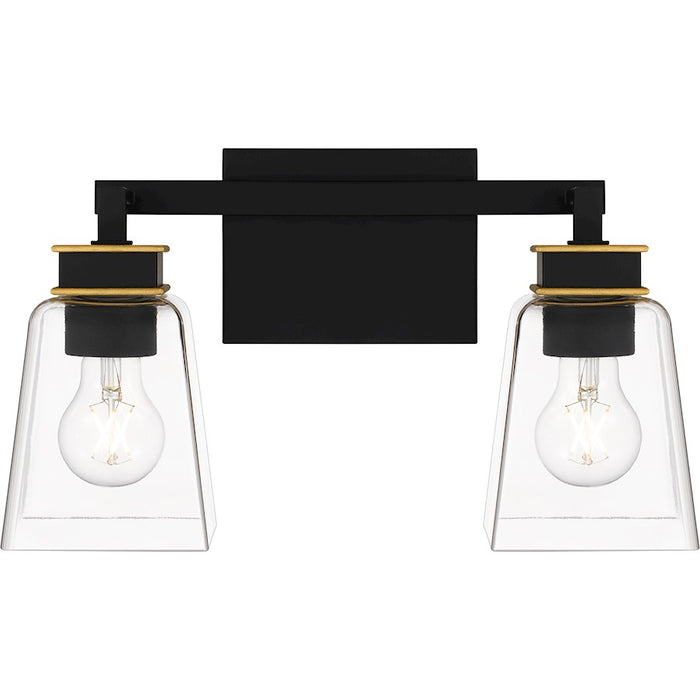 Quoizel Almany 2 Light Bath Light, Matte Black/Clear Glass - ALY8615MBK