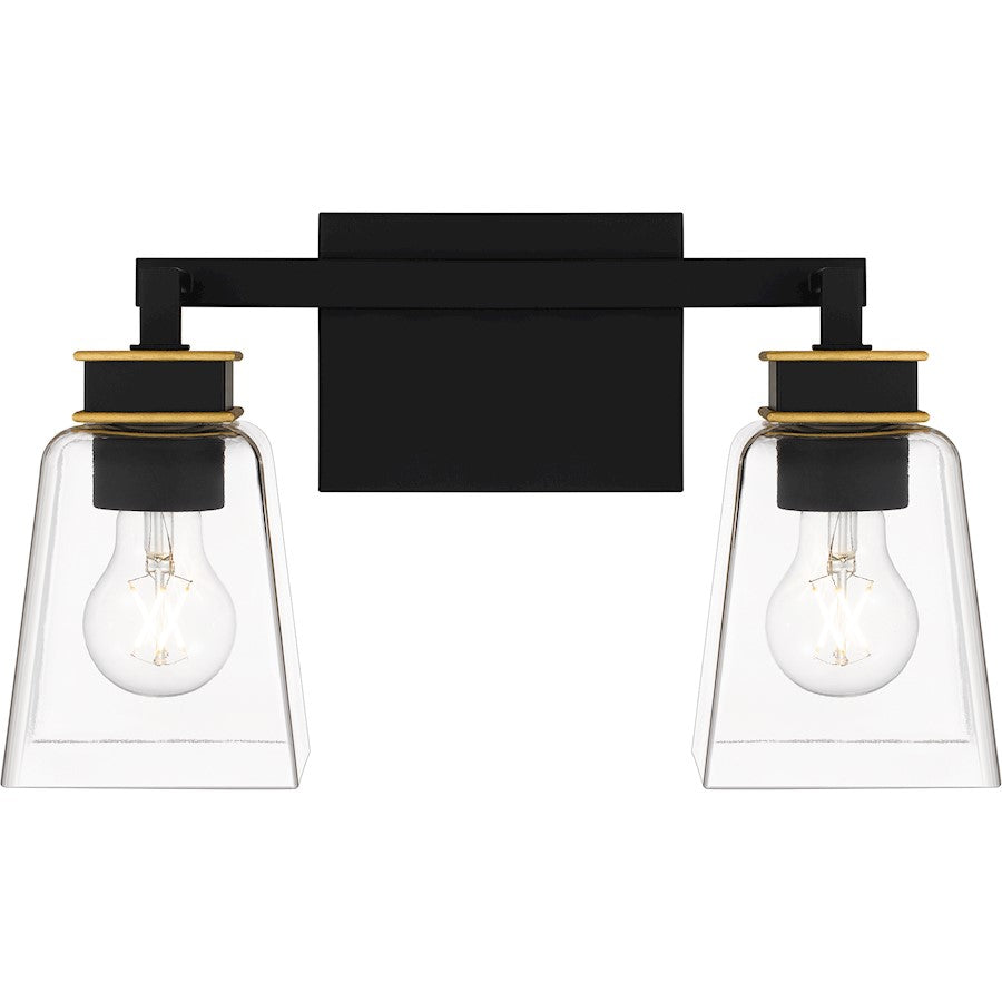 Quoizel Almany 2 Light Bath Light, Matte Black/Clear Glass - ALY8615MBK