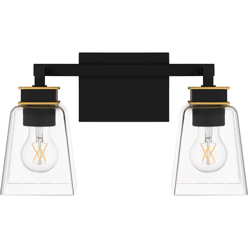 Quoizel Almany 2 Light Bath Light, Matte Black/Clear Glass