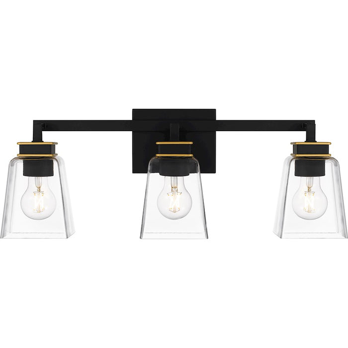 Quoizel Almany 3 Light Bath Light, Matte Black/Clear Glass - ALY8623MBK