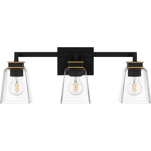 Quoizel Almany 3 Light Bath Light, Matte Black/Clear Glass