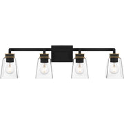 Quoizel Almany 4 Light Bath Light, Matte Black/Clear Glass - ALY8632MBK