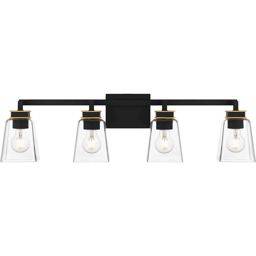 Quoizel Almany 4 Light Bath Light, Matte Black/Clear Glass - ALY8632MBK