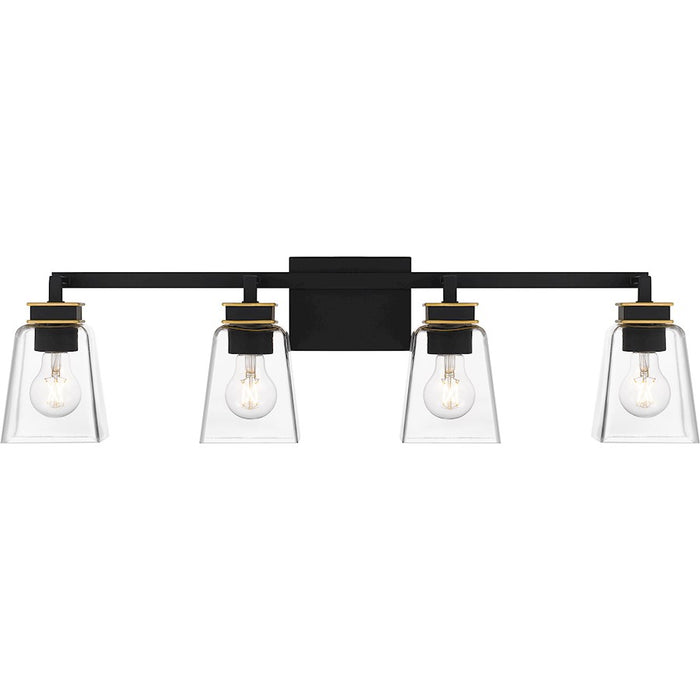 Quoizel Almany 4 Light Bath Light, Matte Black/Clear Glass - ALY8632MBK