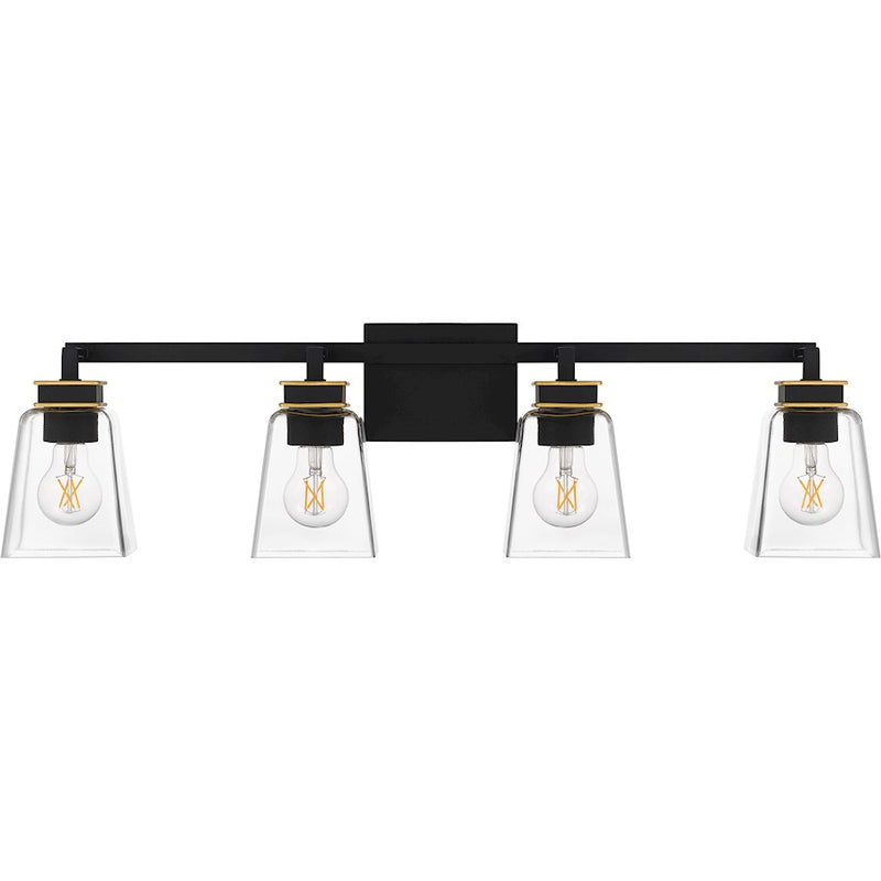 Quoizel Almany 4 Light Bath Light, Matte Black/Clear Glass