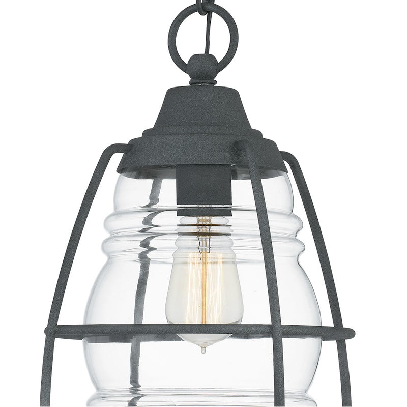 Quoizel Admiral 1 Light Outdoor Hanging, Mottled Black/Clear