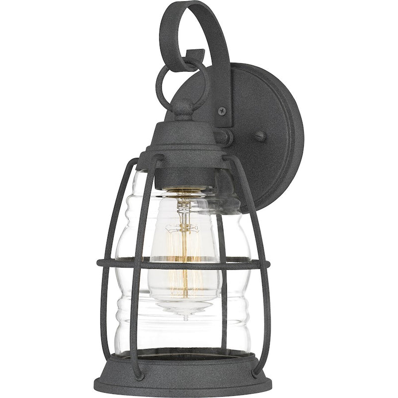 Quoizel Admiral Outdoor 6.5" 1 Light Wall Lantern, Black/Clear