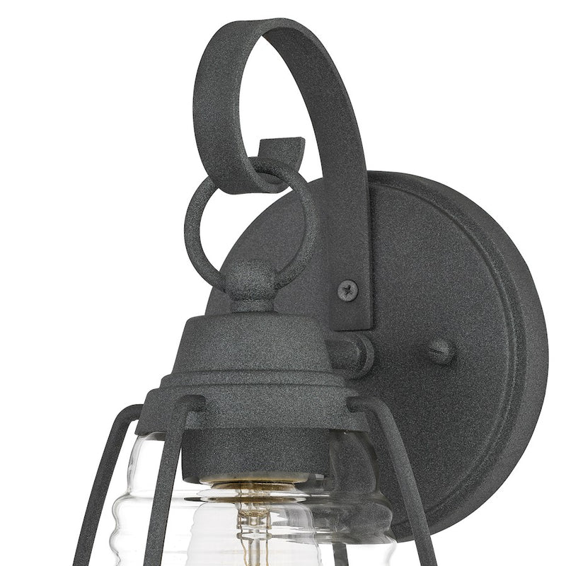 Quoizel Admiral Outdoor 6.5" 1 Light Wall Lantern, Black/Clear