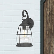 Quoizel Admiral Outdoor 8.5" 1 Light Wall Lantern, Black/Clear