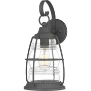 Quoizel Admiral Outdoor 8.5" 1 Light Wall Lantern, Black/Clear
