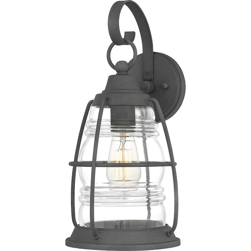 Quoizel Admiral Outdoor 8.5" 1 Light Wall Lantern, Black/Clear
