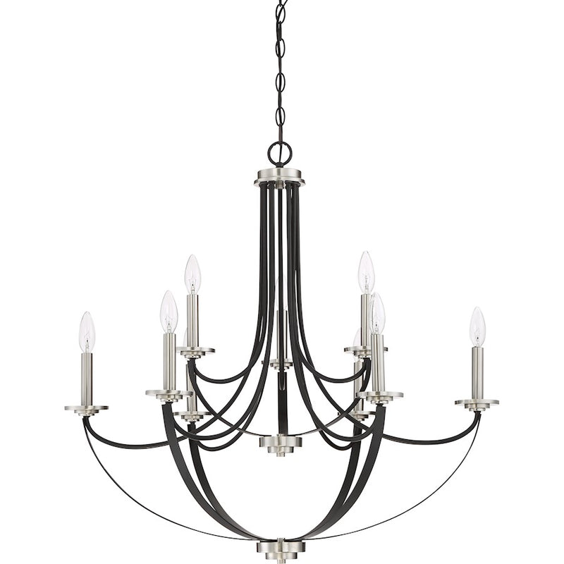 Quoizel Alana 9 Light Chandelier, Mystic Black