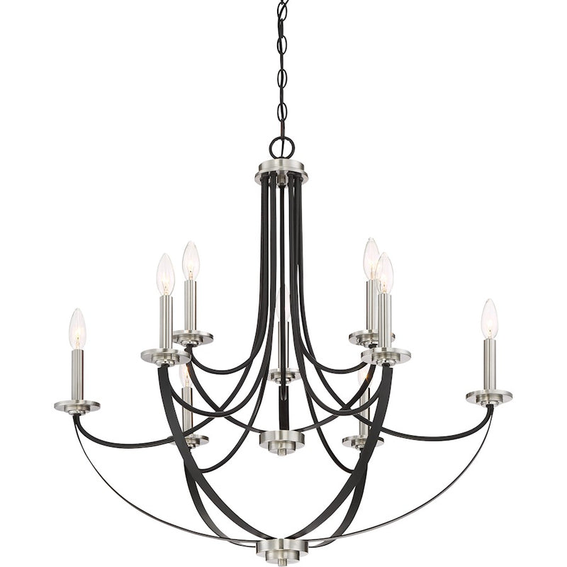 Quoizel Alana 9 Light Chandelier, Mystic Black
