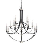 Quoizel Alana 41in 15-Light Chandelier | Glam Mystic Black and Brushed Nickel | Dining Room & Foyer | 41 x 41 x 43 in | Model ANA5015K