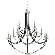 Quoizel Alana 41in 15-Light Chandelier | Glam Mystic Black and Brushed Nickel | Dining Room & Foyer | 41 x 41 x 43 in | Model ANA5015K