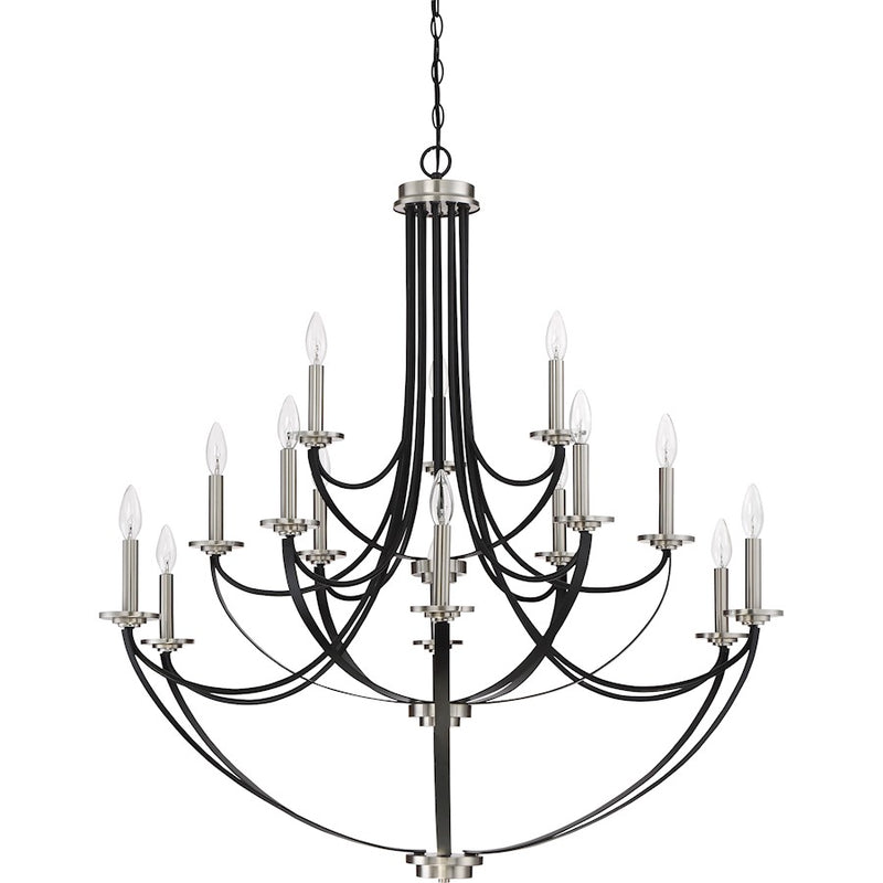 Quoizel Alana 41in 15-Light Chandelier | Glam Mystic Black and Brushed Nickel | Dining Room & Foyer | 41 x 41 x 43 in | Model ANA5015K